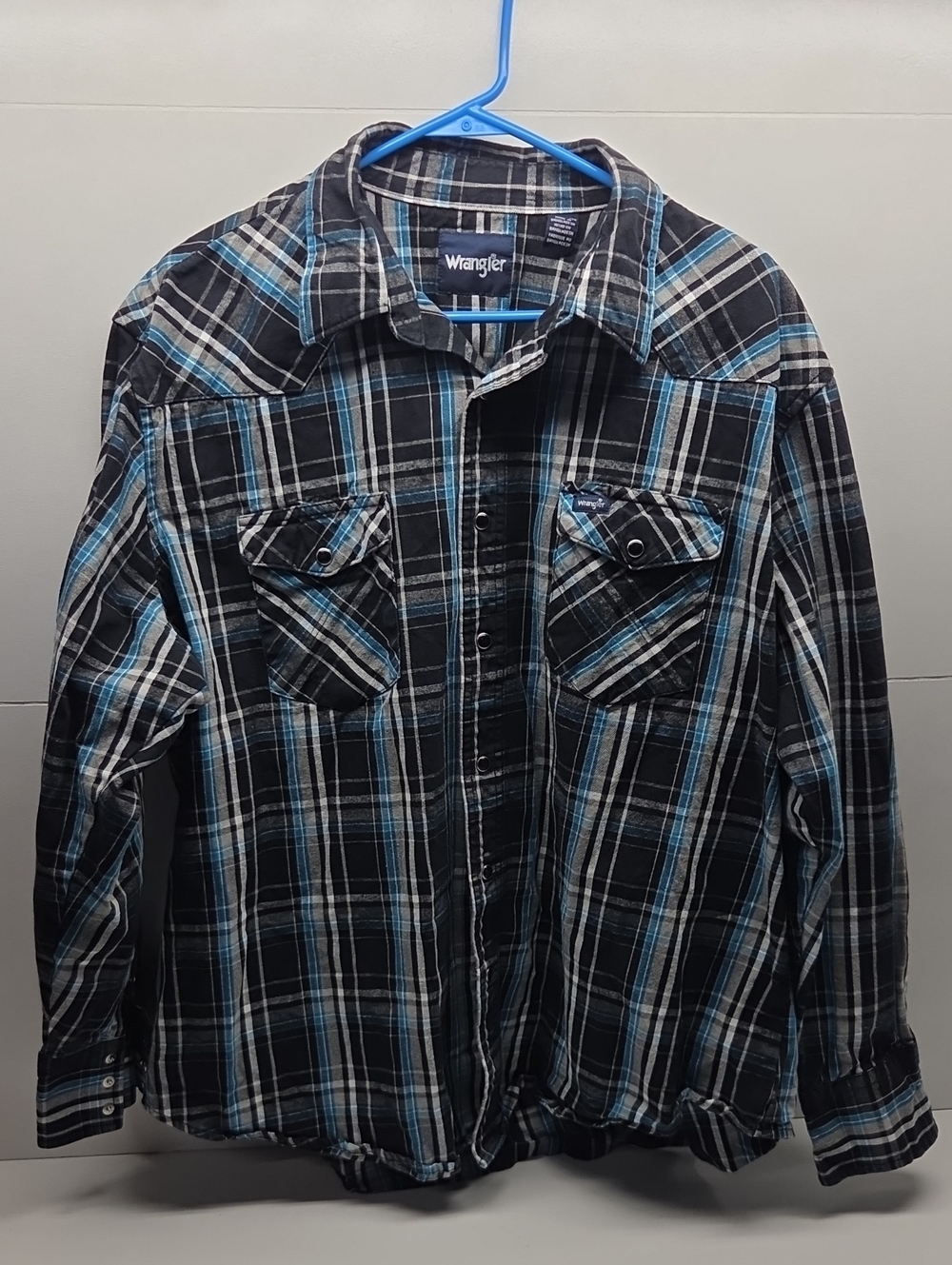 Wrangler Black & Blue Plaid Lightweight Shirt Jacket